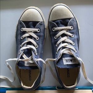 Converse Blue and White Canvas Sneakers with Rubber Toe Cap